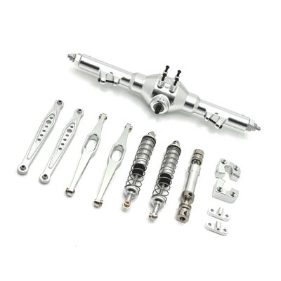 RC Spare Part Compatible with Wltoys 124006 12423 12427 12428 12429 Metal Rear Axle Drive Shaft Shock Absorber Trailing Arms 1/12 RC Car Parts Kit(Silver)