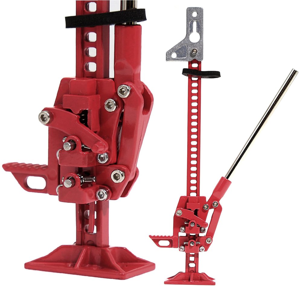 1/10 Scale The Model car Metal Adjustable Lift Jack & Stand for 1/10 RC Crawler Car SCX10 SCX10 II 90046 SCX10 III AXI03007 SCX10 Pro TRX4 TRX6 D90 Gen7/8 VS4-10 MST CFX (Red)