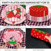 120PCS Strawberry Party Decoration Disposable Strawberry Paper Plates Cups and Napkins for Strawberry Themed Party Decorations for Girl Boy Summer Sweet Strawberry Baby Shower Supplies, Serve 30 view 4