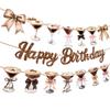 3 Pcs Espresso Martini Party Banner Garland Espresso Martini Glasses Happy Birthday Party Banners for Martinis Birthdays Decorations Coffee Cocktail-Themed Cup Garlands for Bachelorette Party Supplies view 1
