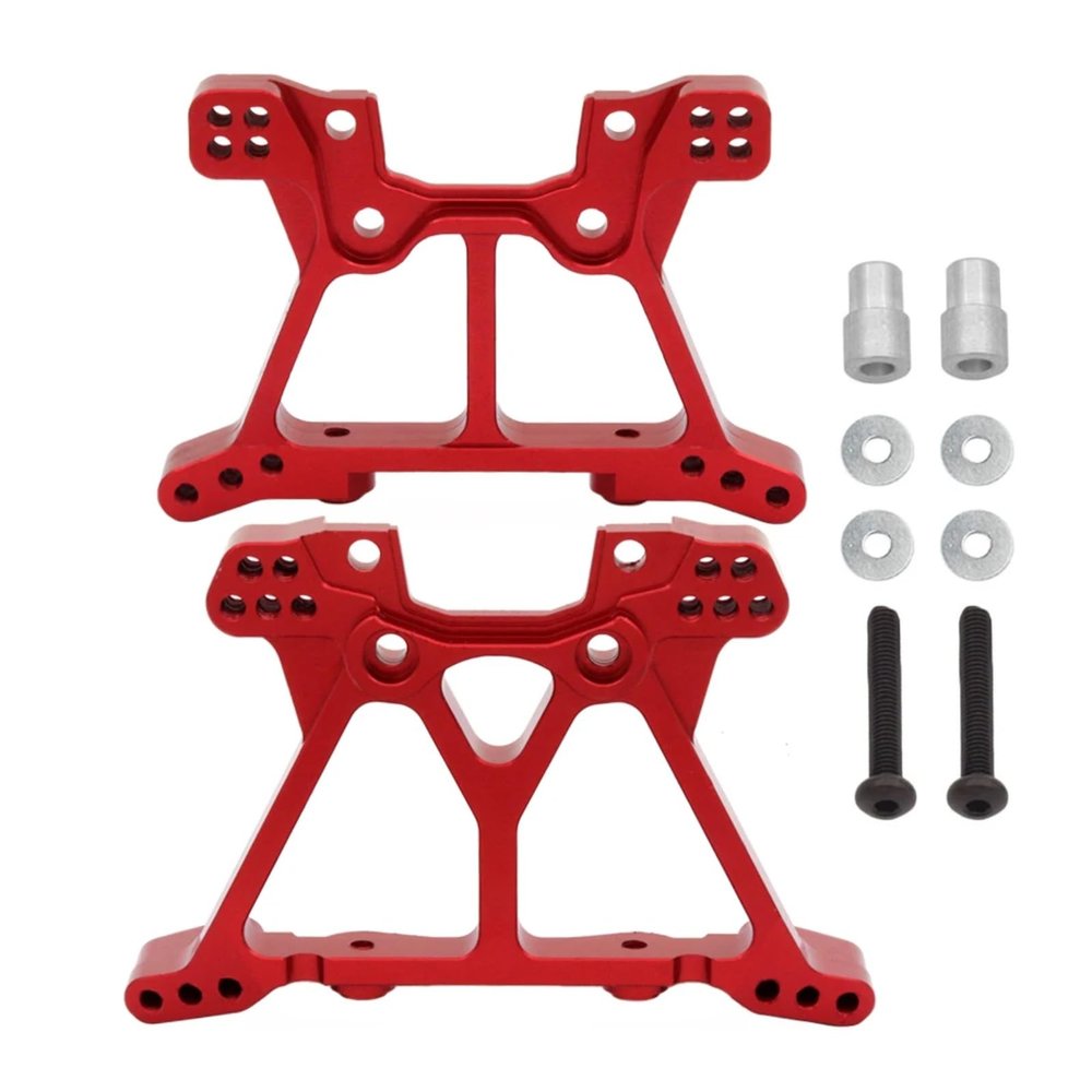 RC Upgrade Parts for Traxxas for Slash 4x4 4WD 6838 6839 1/10 RC Car Replacement Aluminum Metal Front & Rear Shock Tower Set Upgrade Parts(Red)