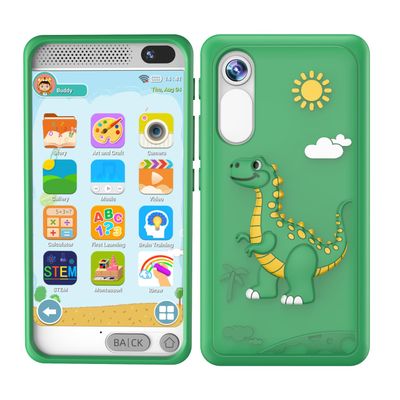 Kids Phone for Boys, Dinosaurs Gift Toys with 3.97" Touchscreen Phone, Learning Music Puzzle-Games Toddler Phone for Ages 3-12, Kids Toys Play Cell Phones with Dual Camera, 8G SD Card (Green)