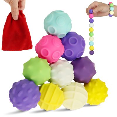 10Pcs Rainbow Texture Sensory Fidget Toy, Multi-Color Educational Science Kit for Anxiety Relief, 28mm DIY Mutual Attraction Desk Balls for Kids Adults, Stocking Stuffers Gift for Party Favors Gift