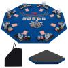 GLACER Folding Poker Table Top 8 Player, 48" Poker Topper Mat w/Cup Holders, Chips Tray, Carrying Bag for Texas Hold'em Casino, Blackjack, Home Cards Game Nights (Blue) view 1