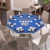 GLACER Folding Poker Table Top 8 Player, 48" Poker Topper Mat w/Cup Holders, Chips Tray, Carrying Bag for Texas Hold'em Casino, Blackjack, Home Cards Game Nights (Blue) view 2