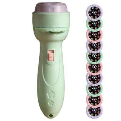 XJKLBYQ Toddler Flashlight, 80 Pattern Slides & 10 Projection Cards Kids Story Projector for Story Bedtime, Birthdays Gifts for Kids, Green, Flashlight Projector for