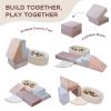BanaSuper 6-Piece Climbing Toys for Toddlers, Kids Foam Blocks Playset with Ball Pit (Balls not Included), Toddler Indoor Soft Play Gym Activity Play Set for Crawling, Sliding and Playing(Pink&Blue) view 2