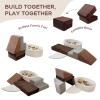 BanaSuper 6-Piece Climbing Toys for Toddlers, Kids Foam Blocks Playset with Ball Pit (Balls not Included), Toddler Indoor Soft Play Gym Activity Play Set for Crawling, Sliding and Playing(Grey&Brown) view 2
