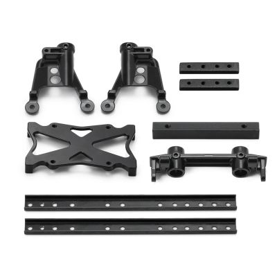 Metal 6x6 Chassis Rails Extended Kit with Shock Towers & Bumper Mount for Axial SCX10 1/10 RC for Crawler Car Model Parts