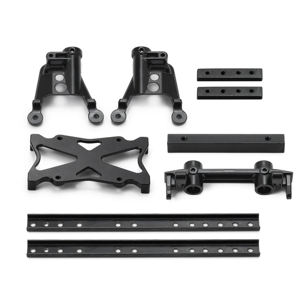 Metal 6x6 Chassis Rails Extended Kit with Shock Towers & Bumper Mount for Axial SCX10 1/10 RC for Crawler Car Model Parts