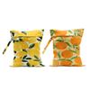 2Pcs Lemon Orange Print Wet Bags, Wet Dry Bag Reusable for Swimsuit, Travel, Diapers, Beach, Dirty Yoga Gym Clothes, Toiletries, Makeup Bag, Waterproof Birthday Christmas Gifts view 1