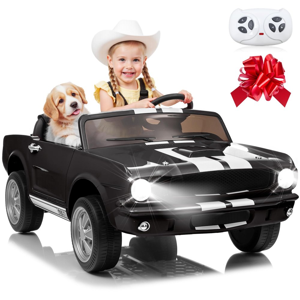 12V 2 Seater Ride on Toys, ANRLI Licensed Shelby Cobra Kids Powerful Wheeler Ride On Toy w/ 2WD/4WD Switchable, Remote Control, 19" Spacious Seat, 4 Shock Absorbers, Music, Bluetooth