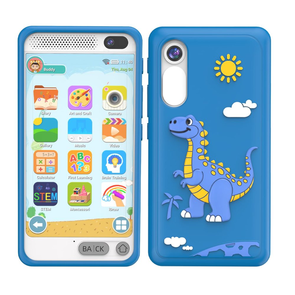 Kids Smart Phone Toys for Boys Girls, Christmas Birthday Gifts for Kids Cell Phone Toy, Mini Smart Phone Toys with Dual Camera, Game, Music Player, 8GB Card (Blue)