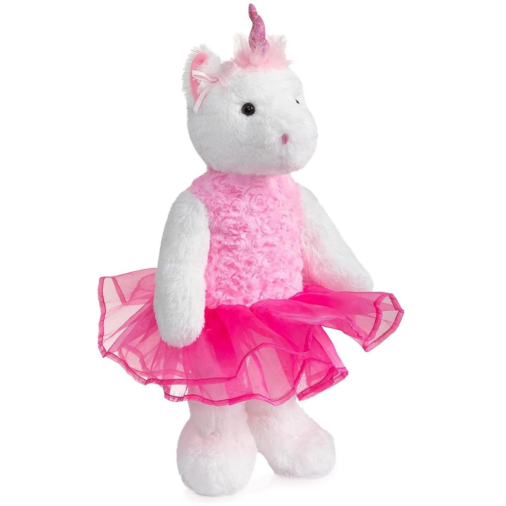 WENMOTDY Ballerina Unicorn Stuffed Animal Cute Plush Unicorn in Tutu Skirt Birthday Dance Recital Gifts for Girls Kids 21White