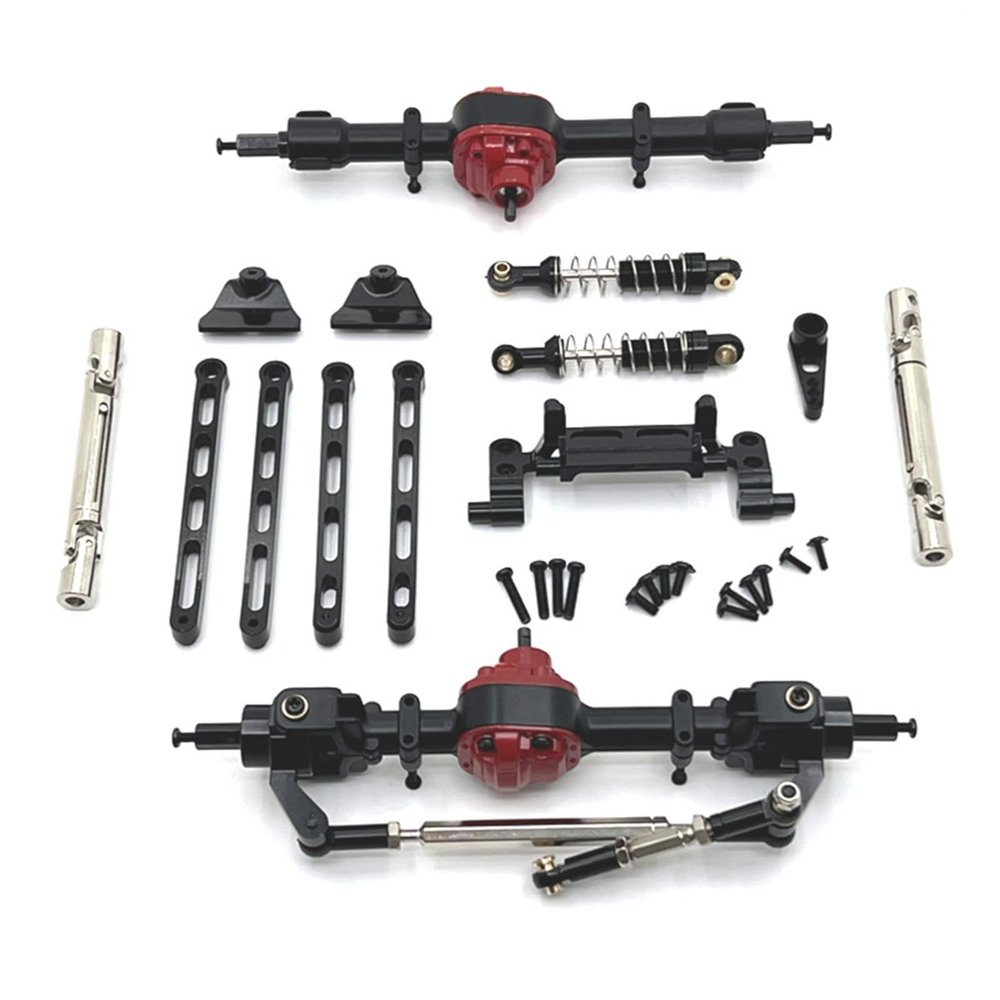DAIKONRICH RC Car Parts Metal Upgrade Front and Rear Assemblies Set Fit for MN1/12 MN168 for MN82 LC79 MN78 Remote Control Car Accessories(Black)
