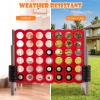 GLACER Giant 4-in-A-Row Game Set, 4-to-Score Game with Quick-Release Slider & 42 Jumbo Rings, 3.5FT Tall Outdoor Yard Games for Family Parties, Kids & Adults (Brown+red) view 3