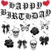 11pcs Gothic Birthday Party Decorations Banner Skull Black Bow Birthday Banner Decorations Hanging Swirls for Death wo My Twenties Rip to My 20s Emo Spooky Halloween Goth Birth day Party Supplies view 1