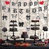 11pcs Gothic Birthday Party Decorations Banner Skull Black Bow Birthday Banner Decorations Hanging Swirls for Death wo My Twenties Rip to My 20s Emo Spooky Halloween Goth Birth day Party Supplies view 2