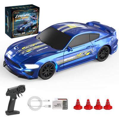 Actualia 1/43 Scale RC Drift Car, 2.4GHz Full-Proportional High-Speed 15KM/H Drift Racing Car with LED Lights, 4WD Mini RC Vehicle Model for Adults & Hobbyists