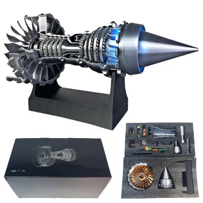1/25 Simulation Aircraft Turbojet Engine Rotatable Model 11in/28cm,Adjustable Speed Tr900 Turbofan Aircraft Turbojet Model Engine with Light,Aero Metal Mechanical Science Education Assembling Toy (D1)