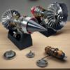 1/25 Simulation Aircraft Turbojet Engine Rotatable Model 11in/28cm,Adjustable Speed Tr900 Turbofan Aircraft Turbojet Model Engine with Light,Aero Metal Mechanical Science Education Assembling Toy (D1) view 2