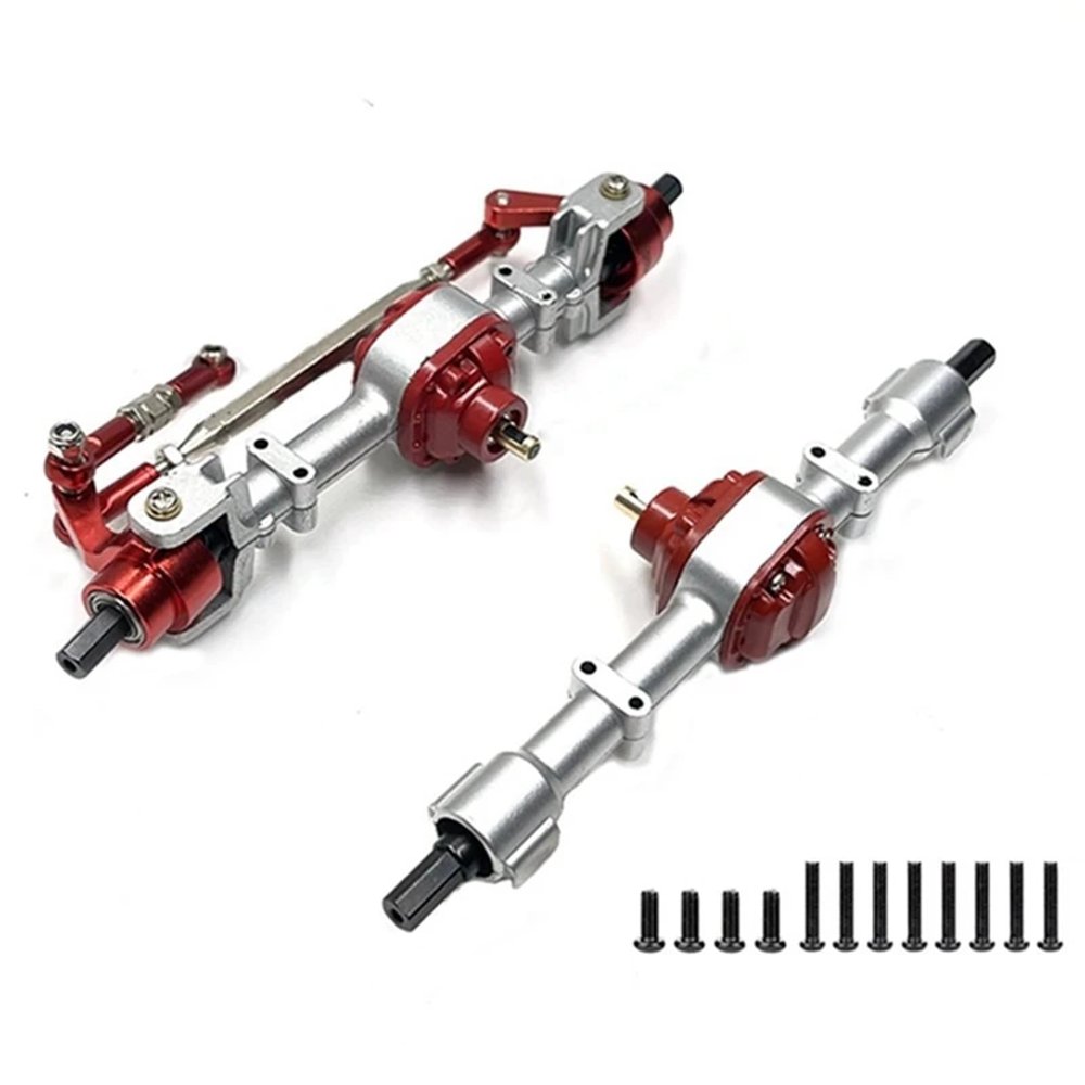 DAIKONRICH RC Car Parts Metal Upgrade Front and Rear Axle Assembly Fit for MN 1/12 MN78 D90 D91 99s Remote Control Car Accessories(Silver)