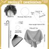 100 Days of School Costume, 9 Pcs Old Lady Costume for School 100th Day Grandma Dress Up Outfit for Students Includes Wig Hairnet Glasses Necklace Earring Bracelet Shawl Cane Glasses Chain,Grey view 3
