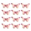 12PCS Pink Real Feather Butterfly Decorations with Clips, Sticks & Adhesive Dots, Handmade 3.9x2.4inch Cake Topper, Wall Decor, Hair Clip, Bouquet, Gift for Wedding Birthday Party view 1