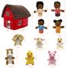 11 Pcs Finger Puppets Set Mini Toys, Soft Plush Animal Finger Puppet for Kids Mini Stuffed Animals with Farm House, Family Finger Puppets for Toddlers Storytelling Role-Playing Christmas School view 2