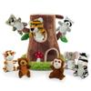 9 Pcs Finger Puppets Set Mini Toys, Soft Plush Jungle Animal Finger Puppet for Kids Mini Stuffed Animals with Tree Hole House,Finger Puppets for Toddlers Role-Playing Storytelling Christmas School view 1