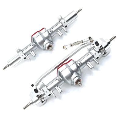 DAIKONRICH Metal Upgraded Front and Rear Axles, Differential Assembly for MN MN128 MN86 G500 RC car Parts(Silver)