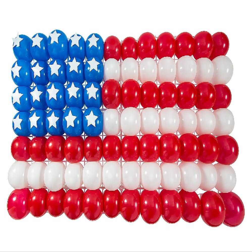 105-Piece Patriotic American F.l.a.g Balloon Wall Kit, 48" x 28.75"