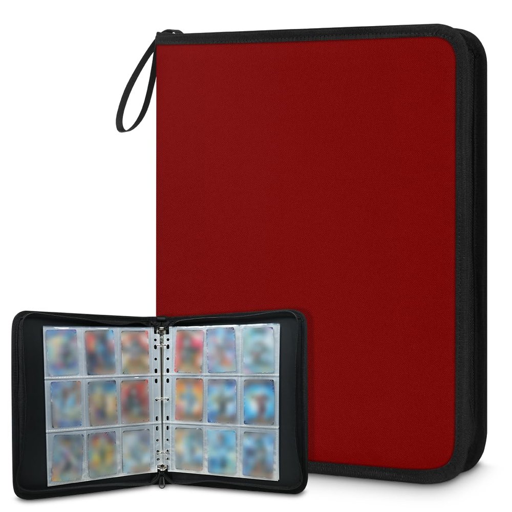Kuquteed Maroon Trading Card Binder 4 Pocket 400 Cards Holder Collector Album with 50 Removable Sleeves Gifts for Boys Girls Sports Game Cards