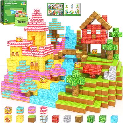 200PCS Magnetic Blocks - Magnetic Building Blocks for Girls Age 3+, Build Mine Magnet Craft Cubes for Toddlers, STEM Sensory Toys for Princess, Kids Christmas Birthday Gift