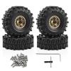 1.0" Beadlock Wheels and Tires 64mm (2.52in) for SCX24 TRX4M 1/18 1/24 RC Crawlers Aluminum Rims, Soft Rubber Tires with Foam Inserts, Easy-Install Upgrade Parts (Bronze) view 1