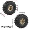 1.0" Beadlock Wheels and Tires 64mm (2.52in) for SCX24 TRX4M 1/18 1/24 RC Crawlers Aluminum Rims, Soft Rubber Tires with Foam Inserts, Easy-Install Upgrade Parts (Bronze) view 2