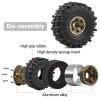 1.0" Beadlock Wheels and Tires 64mm (2.52in) for SCX24 TRX4M 1/18 1/24 RC Crawlers Aluminum Rims, Soft Rubber Tires with Foam Inserts, Easy-Install Upgrade Parts (Bronze) view 4
