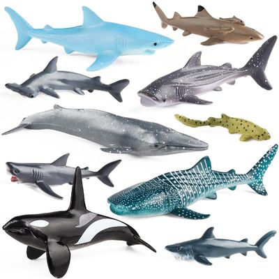 SCAHOW 12pcs Sea Animal Figures, Realistic Small Ocean Animal Toys Set with Whale Shark Octpus
