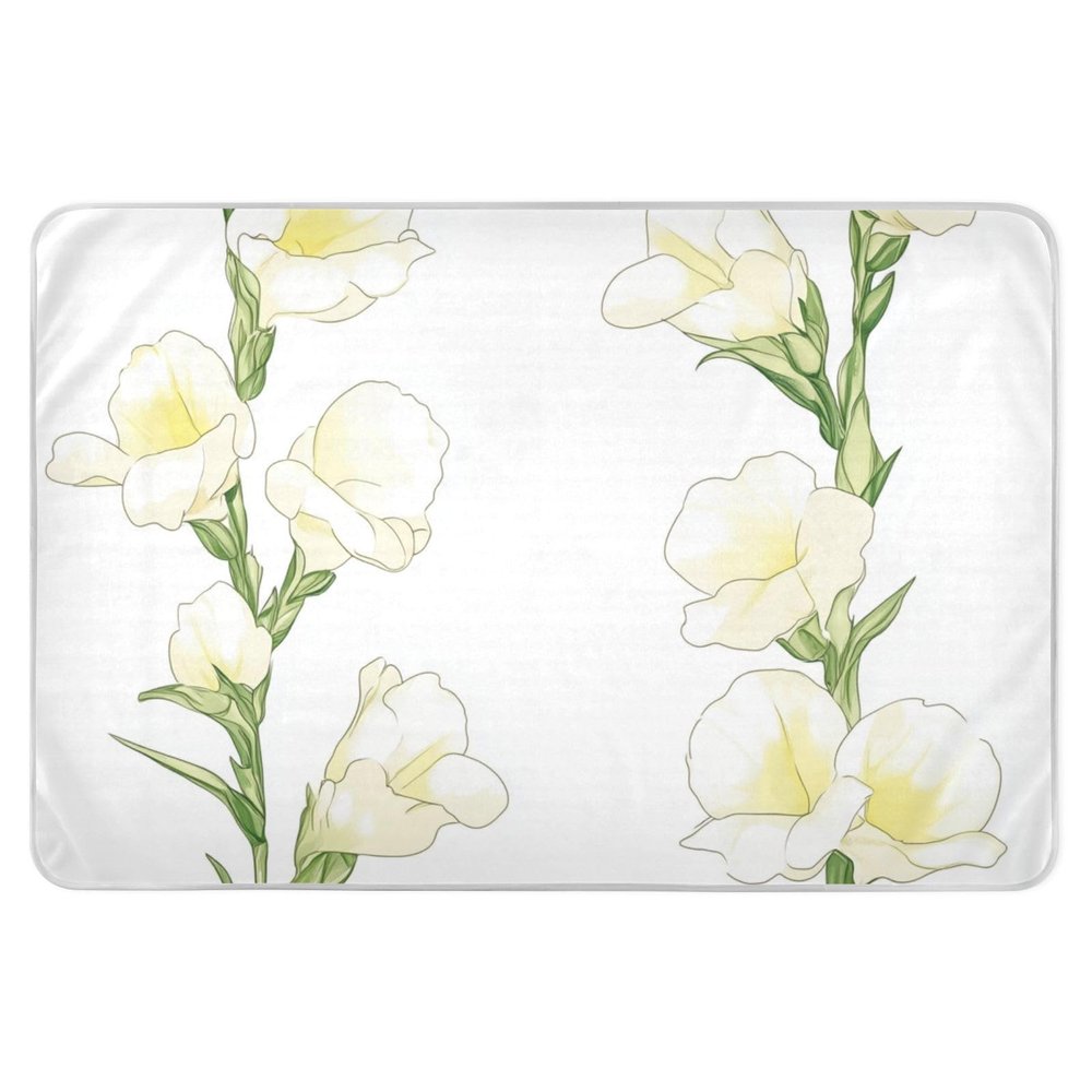 Light Yellow Florals Extra Large Resuable Potty Training Pee Pad Highly Absorbent Baby Diaper Changing Pad Non-Slip Diaper Pads for Infant Baby 52" L x 34" W