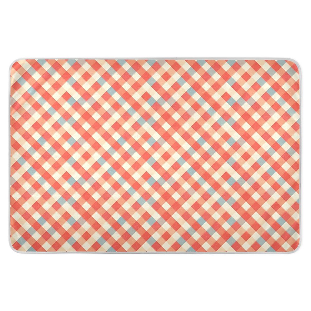 Coral Pink Grids Extra Large Resuable Potty Training Pee Pad Water Resistant Bed Wetting Pads Anti-Lip Pad Liner for Children Adults Pets 52" L x 34" W