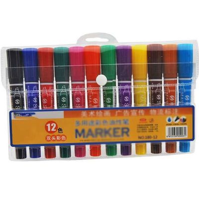 AFPSDLFJDLS 12/18 Colors Marker Pen Set Headed Student Animation Drawing Oily Marker Kids Painting Pens School Art Supplies(12color)