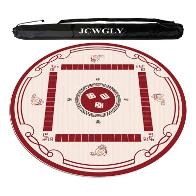 60-140cm Round Mahjong Table Mat for Home Chess and Card Room, Non-Slip and Noise-reducing Tablecloth for Poker, Card and Board Games(Red,100cm/39.37in)