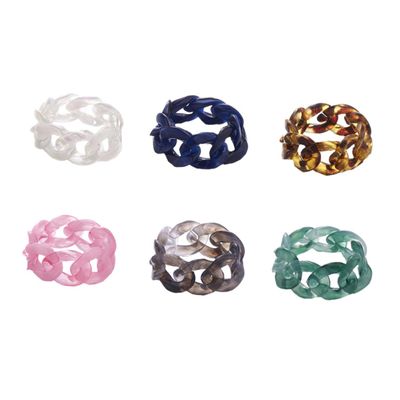 Holibanna 6pcs Creative Resin Chain Shaped Rings Hand Rings Jewelry for Festivals Parties and Daily Wear Safe Material Unique present for Random Color