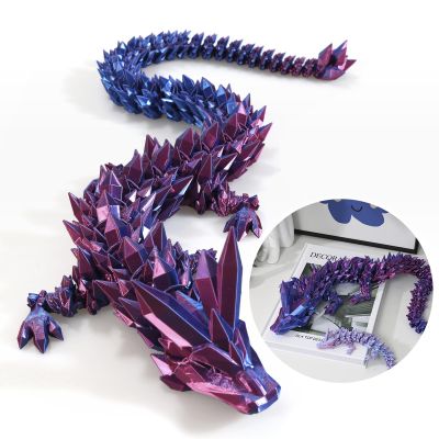 Dak Haan 24" Large 3D Printed Dragon,Flexible Articulated Crystal Dragon Fidget Toy,Cool Big Dragons Toy,Huge 3D Printed Gift for Girls Boys Kids Age 3-5 4-7 8-12 Years Old