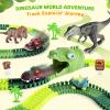 Keyixize Dinosaur Toys Race Car Track, 254 PCS Flexible Dinosaur Track Toy Set with 3 Cool Dino Car and 2 Dinosaur Toys for 3 4 5 6 Year Old Boys Girls view 3