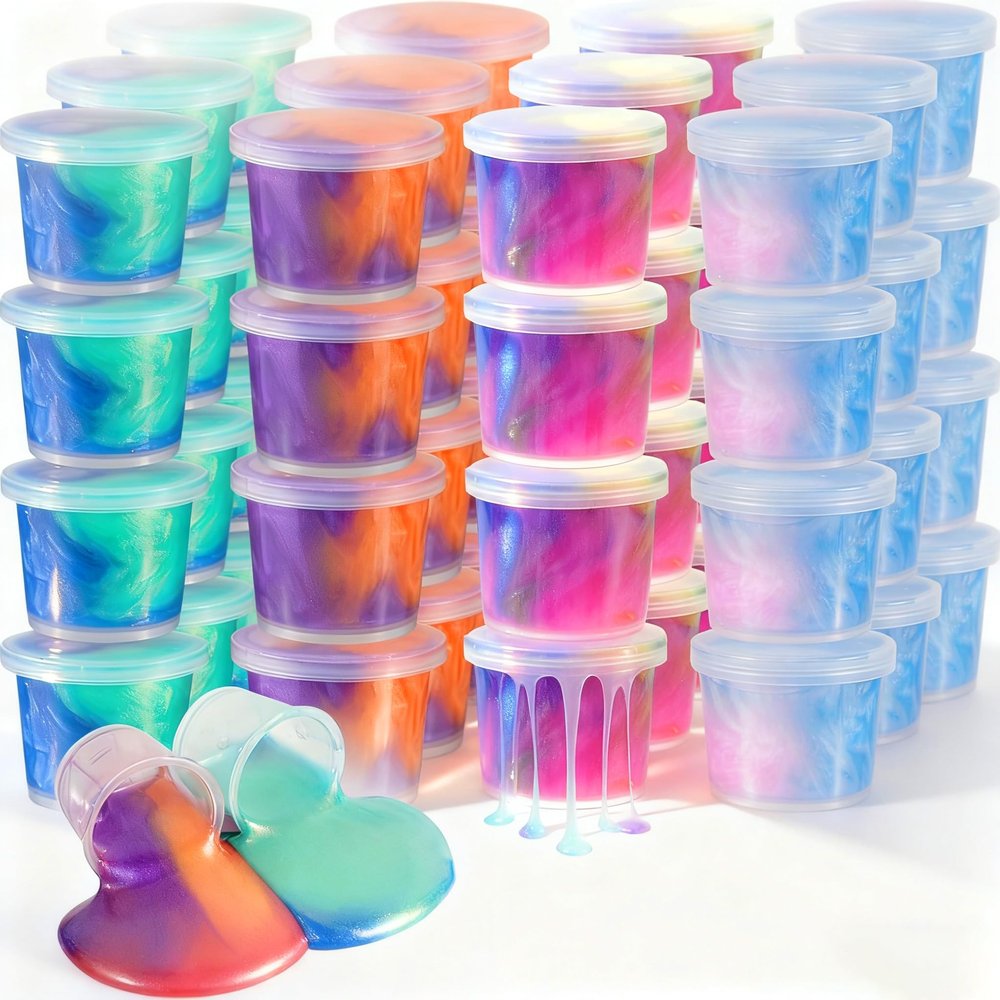 AKCDUBVC 24Pack Galaxy Slime kit Party Favors for Girls & Boys,Colorful Slime Set, Non-Sticky, DIY Slime Toys for Christmas Stocking Stuffers,Easter Basket Stuffers Classroom Reward
