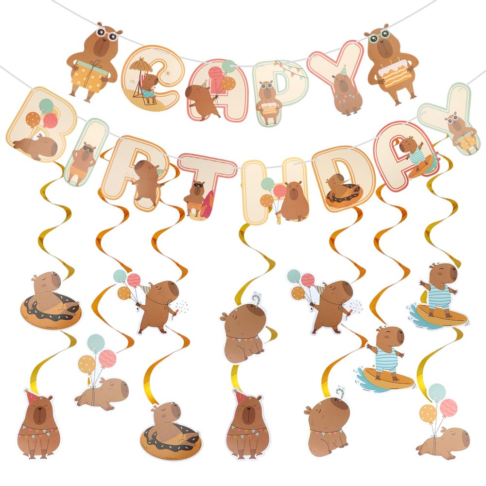 14pcs Capybara Birthday Party Decorations, Capybara Hanging Swirls Decor for Capybaras Party Decorations