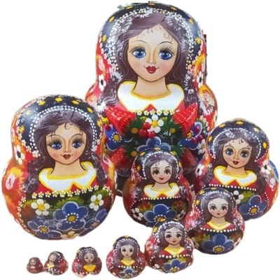 LJZOEM Stacking Dolls Russian Nesting Dolls Wood Matryoshka Doll 10 Pc Traditional Baboushka Nesting Dolls Home Decor Decoration