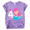 3-8 Years Mermaid Birthday Outfit for Girls - Tutu Skirt, Shirt, Satin Sash & Headband (Purple 4, 4-5 Years) view 2