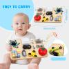 Wooden Busy Board Fidget Pad for Kids Adults, Musical Fidget Spinner for Stress Relief, 11 in 1 Sensory Fidget Toys for Travel, Preschool Learning Activities Fine Moto view 2